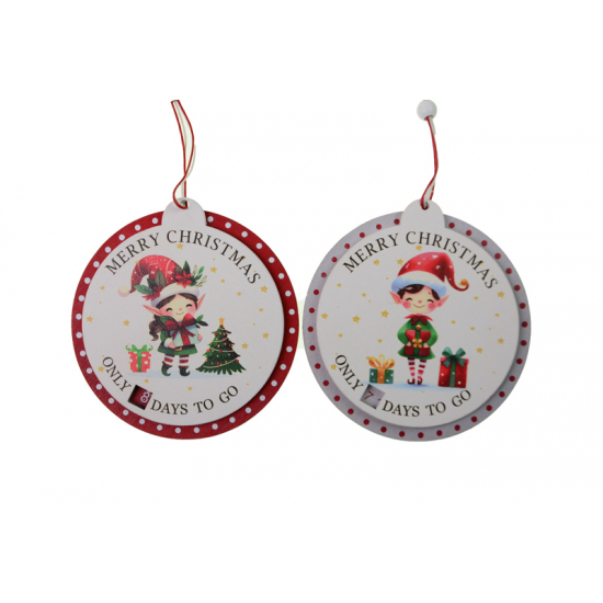 Adventi naptár fa manós 11.5*11*0.8cm 2féle piros/fehér