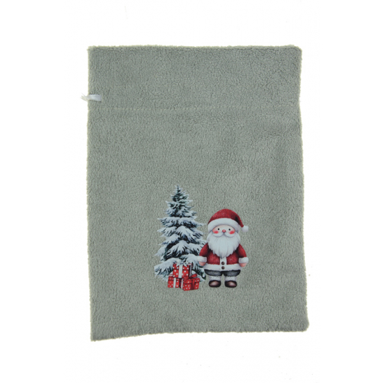 Ajándéktasak textil 15*20cm mikulással szürke