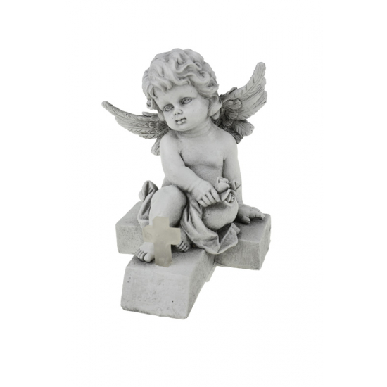 Angyal felirat+LED poly 12.5*14.5*16.5cm Nyugodj békében szürke