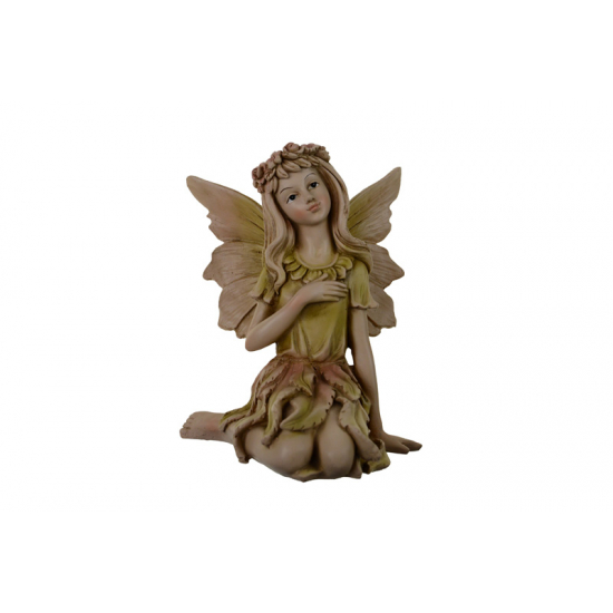Figura angyal poly 14*13*17cm ülő barna