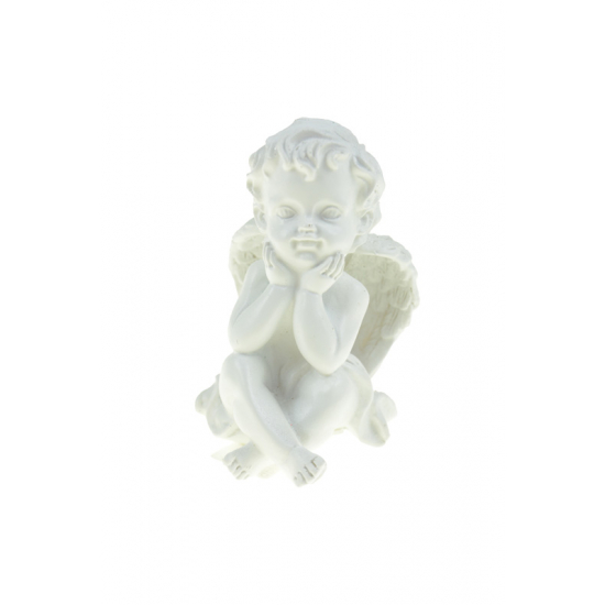 Angyal poly 7.2*8.7*10.6cmH ülő fehér