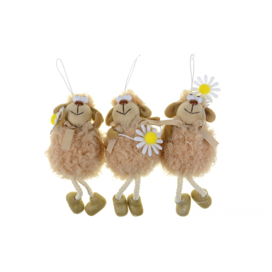 Figura bárány textil akasztós 15cm többféle barna