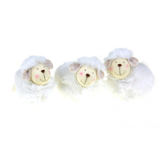 Figura bárány textil 7cm többféle fehér