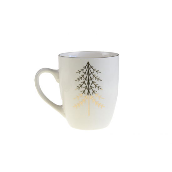 Bögre porcelán fenyőfás H8,3 H10 fehér