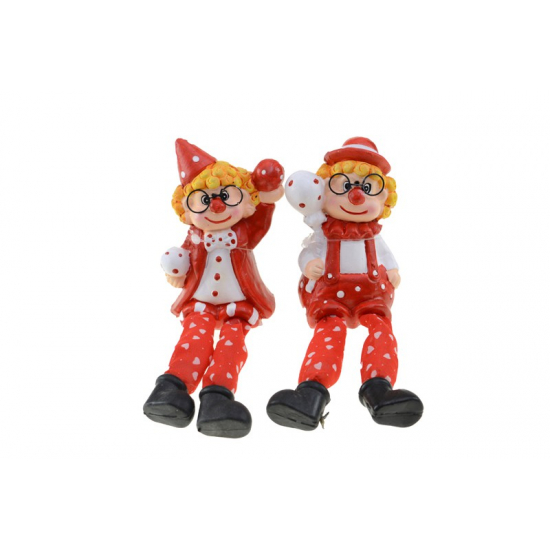 Figura bohóc kerámia 10,5cm lógólábú 2féle piros