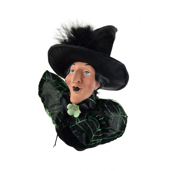 Boszorkányfej textil 30cm akasztós fekete/zöld