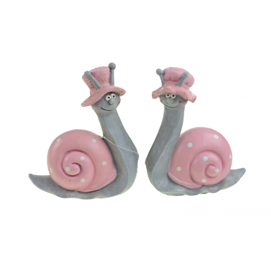 Figura csiga fiú/lány poly 6*3*8cm rózsaszín