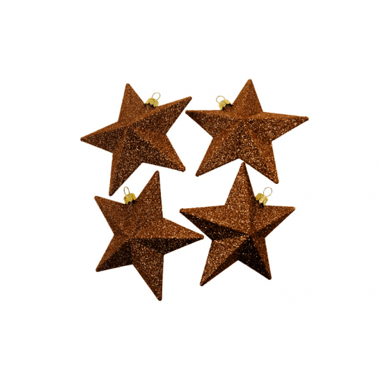 Csillag glitteres műa. 11cm s/4 barna