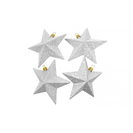 Csillag glitteres műa. 11cm s/4 ezüst