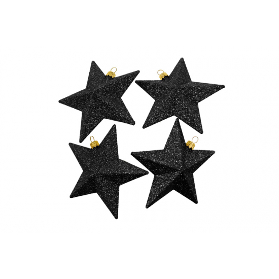 Csillag glitteres műa. 11cm s/4 fekete