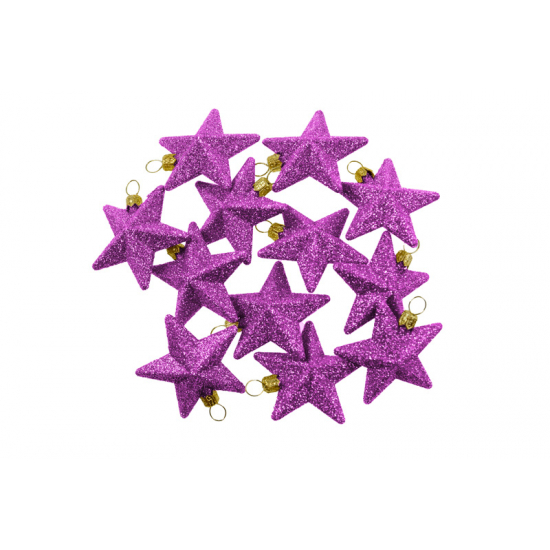 Csillag glitteres műa. 6cm s/12 lila
