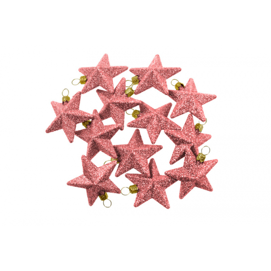 Csillag műanyag 6cm s/12 glitteres mályva