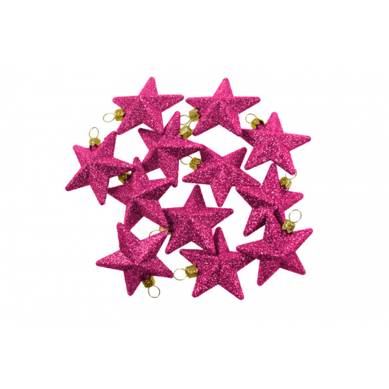 Csillag glitteres műa. 6cm s/12 megenta