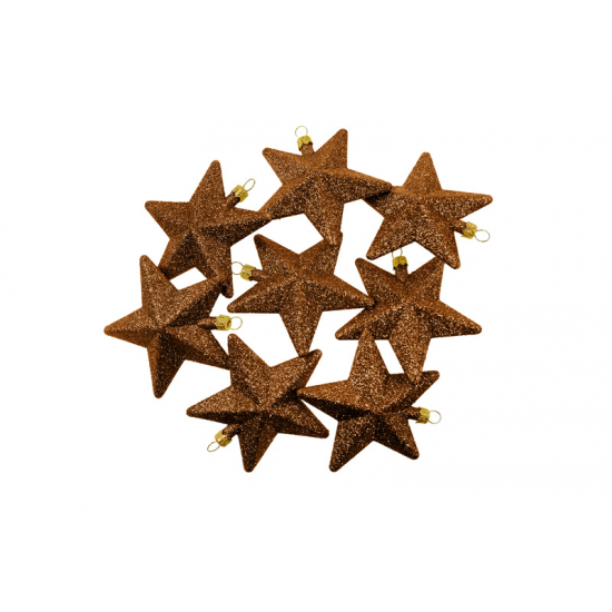 Csillag glitteres műa. 8cm s/8 barna
