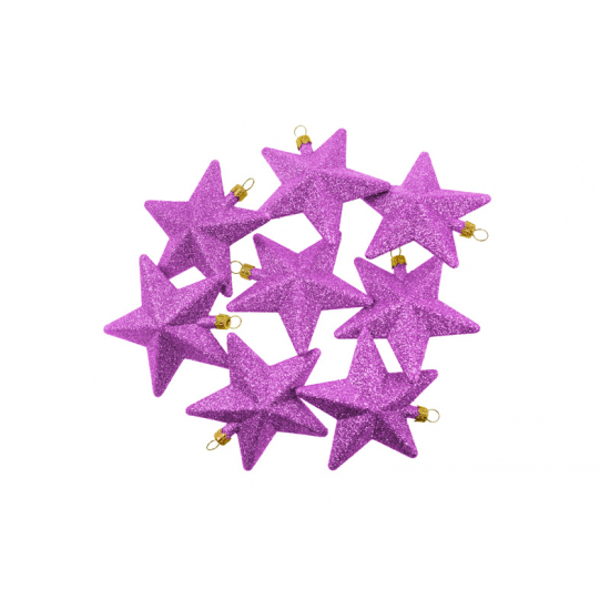 Csillag glitteres műa. 8cm s/8 lila