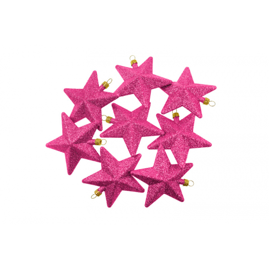 Csillag glitteres műa. 8cm s/8 megenta