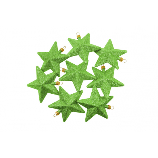 Csillag műanyag 8cm s/8 glitteres v.zöld