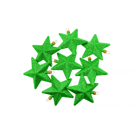 Csillag glitteres műa. 8cm s/8 zöld
