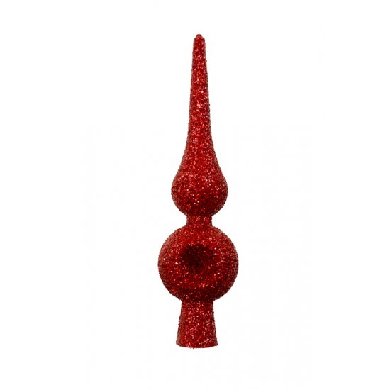 Csúszdísz 14cm glitteres műa. piros