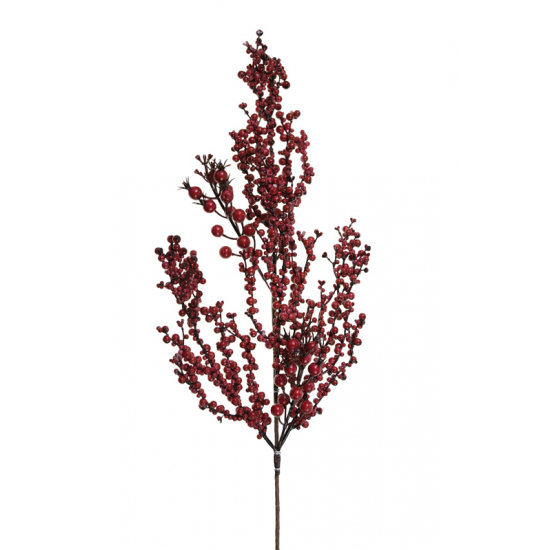 Dekor ág apró bogyós 70cm piros