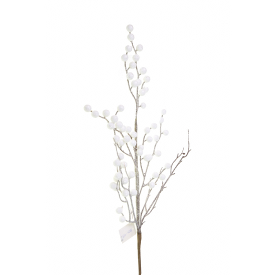 Dekor ág bogyós 65cm fehér