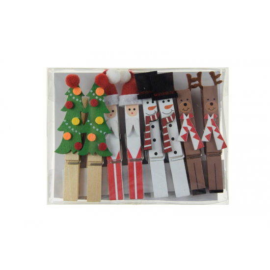 Dekor csipesz fa karácsonyi 12.8*9.3*1.9cm s/8 színes