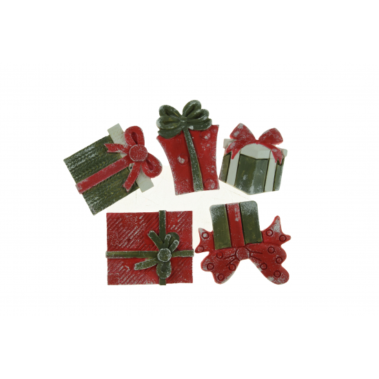 Dekor csomagok gipsz 2D 5-6cm s/5 piros/zöld