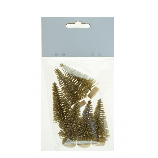 Dekor fenyő 6cm s/6 glitteres arany