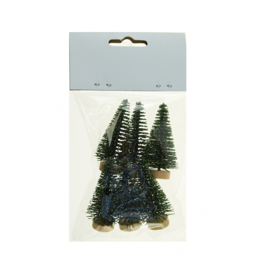 Dekor fenyő 6cm s/6 glitteres sötét zöld