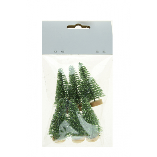 Dekor fenyő 6cm s/6 glitteres zöld