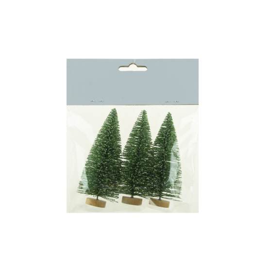 Dekor fenyő 9.5cm s/3 glitteres zöld