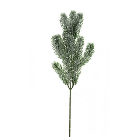 Dekor fenyőág 46CM glitteres zöld