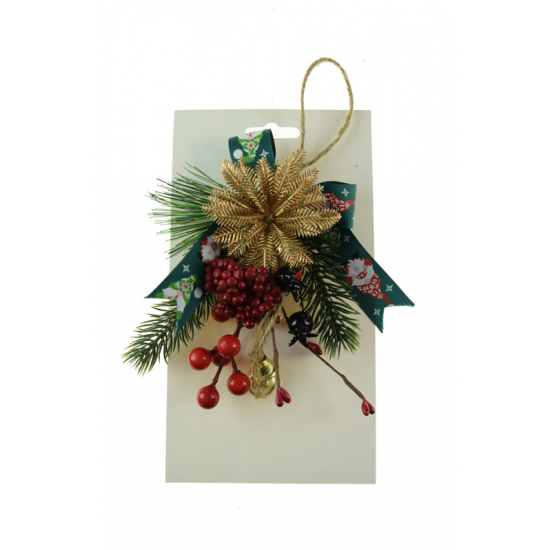 Dekor függő karácsonyi 12*23cm piros