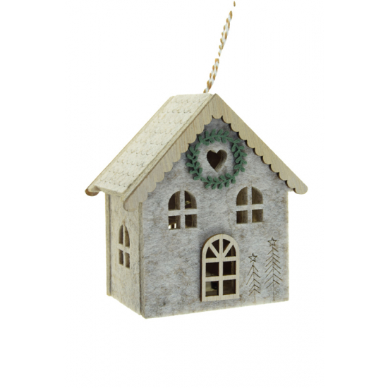 Dekor ház filc 12*6,7*12cm bézs