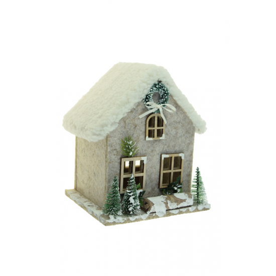 Dekor ház filc 13cm szürke/fehér