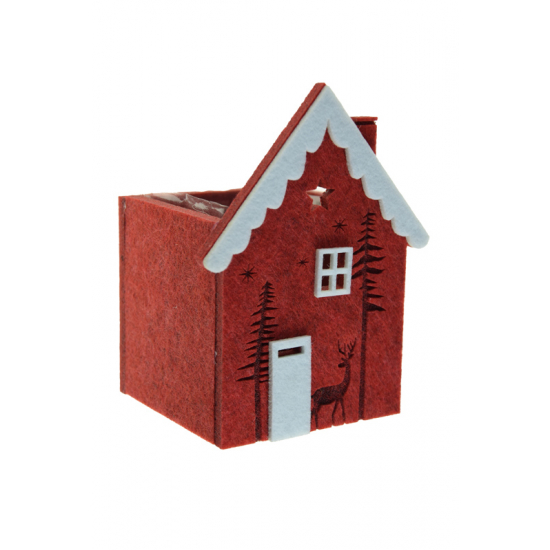 Dekor ház filc 14cm piros