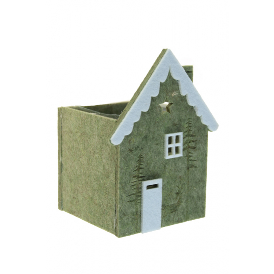 Dekor ház filc 14cm zöld