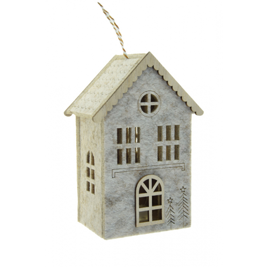 Dekor ház filc 15*10*6,8cm bézs