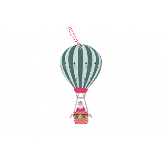 Dekor hőlégballon fa 10.5cm zöld