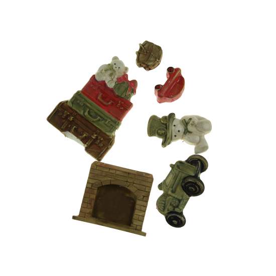 Dekor macis mix gipsz 2D 2-8cm s/6 zöld
