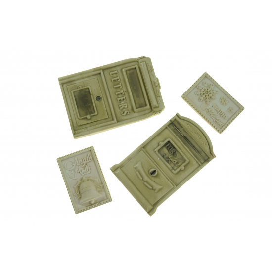 Dekor postaláda gipsz 2D 4,5-7,5cm s/4 zöld