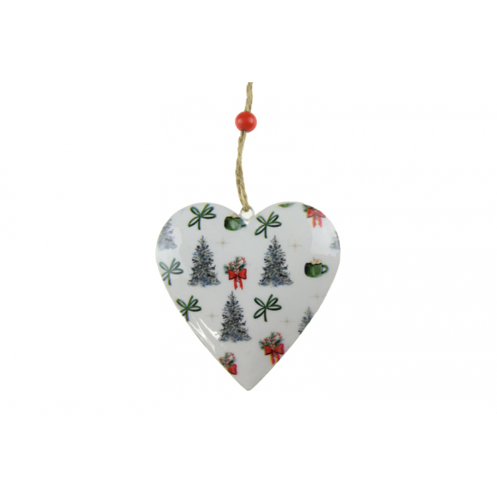 Dekor szív fém 8*1.2*8cm fehér