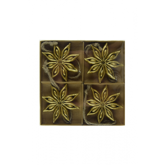 Dekor virág poly 12*1.2*12cm s/4 arany