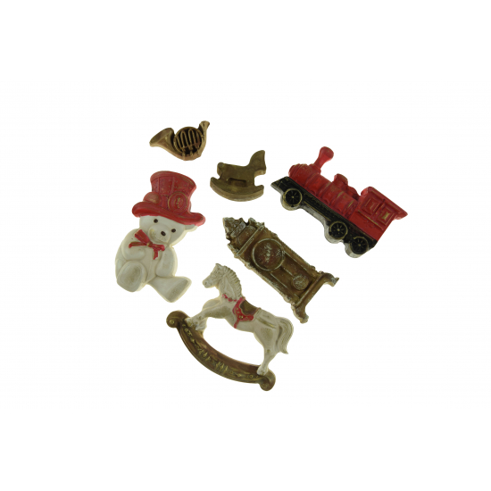 Dekor vonat mix gipsz 2D 3,5-7cm s/6 piros