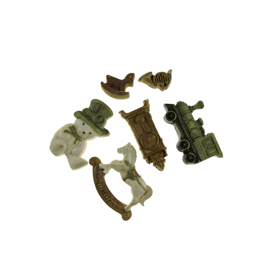 Dekor vonat mix gipsz 2D 3,5-7cm s/6 zöld