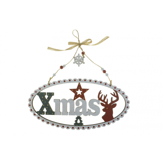 Dekoráció fa Xmas 31*30*0.8cm zöld/piros