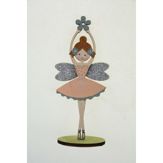 Figura balerina fa virággal 24.5*9.5*6.5CM talpas púder