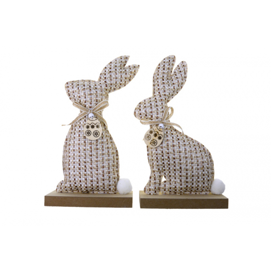 Figura nyúl textil fa talpon 11*5*19CM 2féle natúr