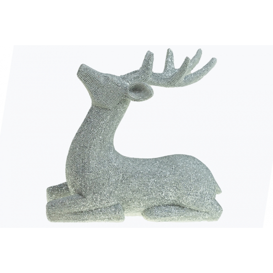 Dekoráció poly szarvas 22*21cm fekvő ezüst