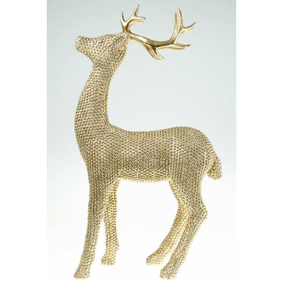 Dekoráció szarvas poly 26*46cm álló arany